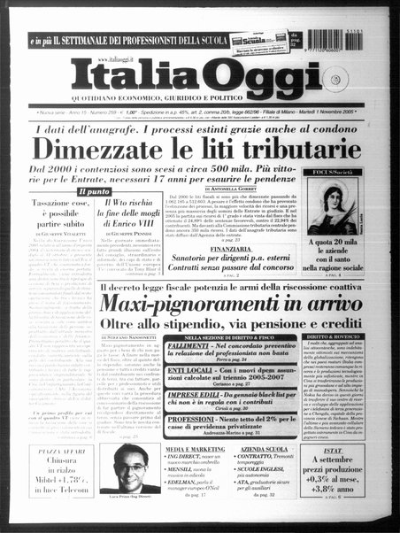 Italia oggi : quotidiano di economia finanza e politica